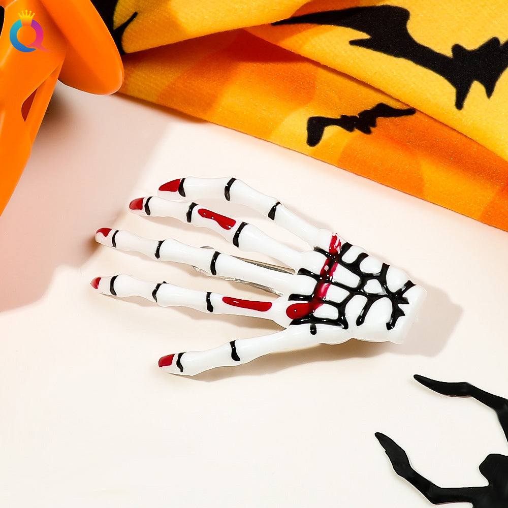 Wholesale Halloween Horror Ghost Claw Skeleton Hand Side Hair Clips