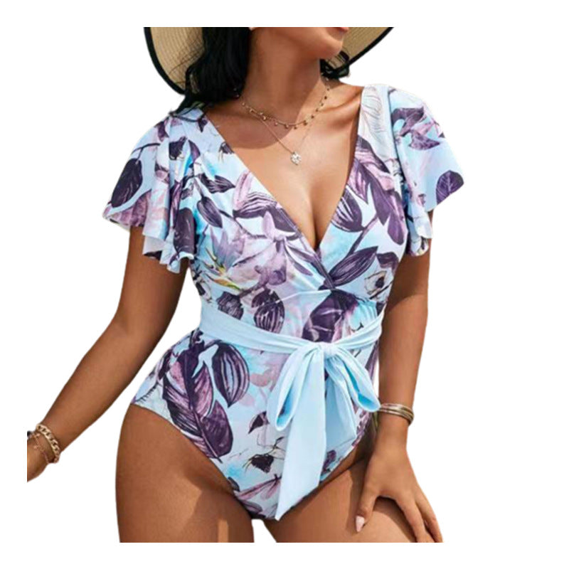 Wholesale Plus Size Printed Conservative One Piece Swimwear