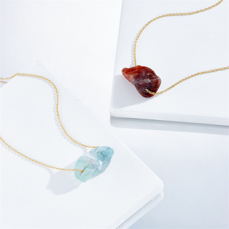 Wholesale Crystal Rough Stone Irregular Natural Stone Pendant Necklace
