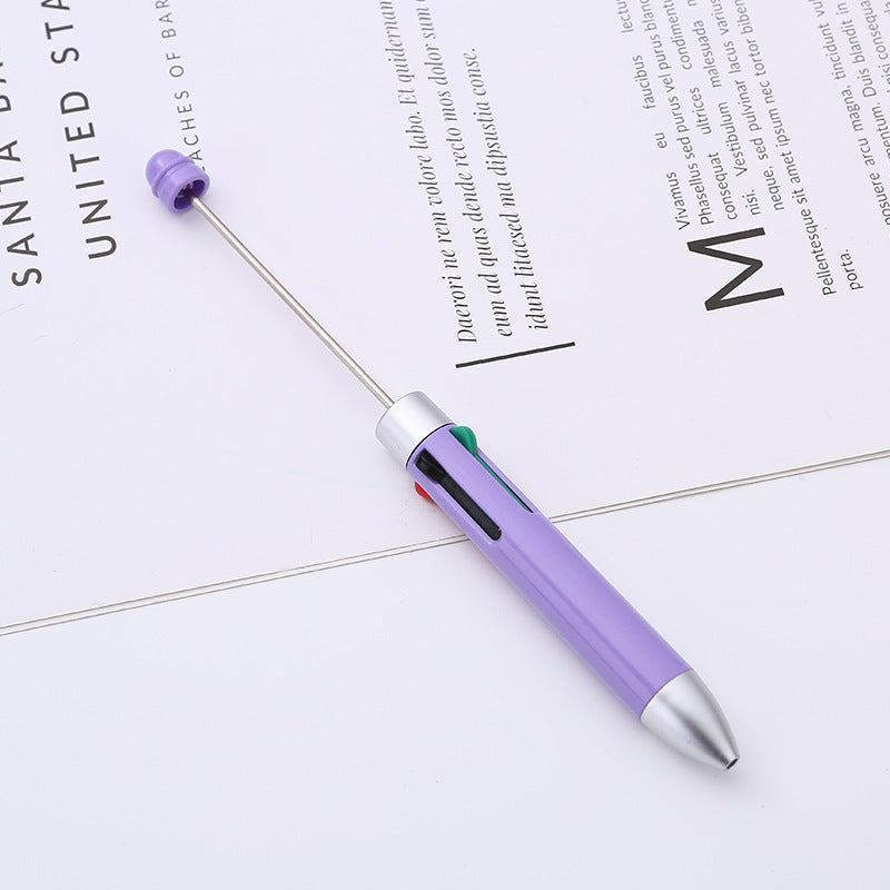 Wholesale DIY Beaded Multi Color Press Four Color Refill Plastic Ballpoint Pen