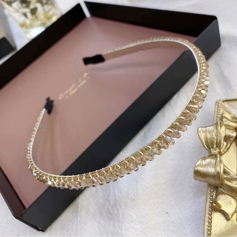 Wholesale Colorful Rhinestone Crystal Braided Thin Edge Headband