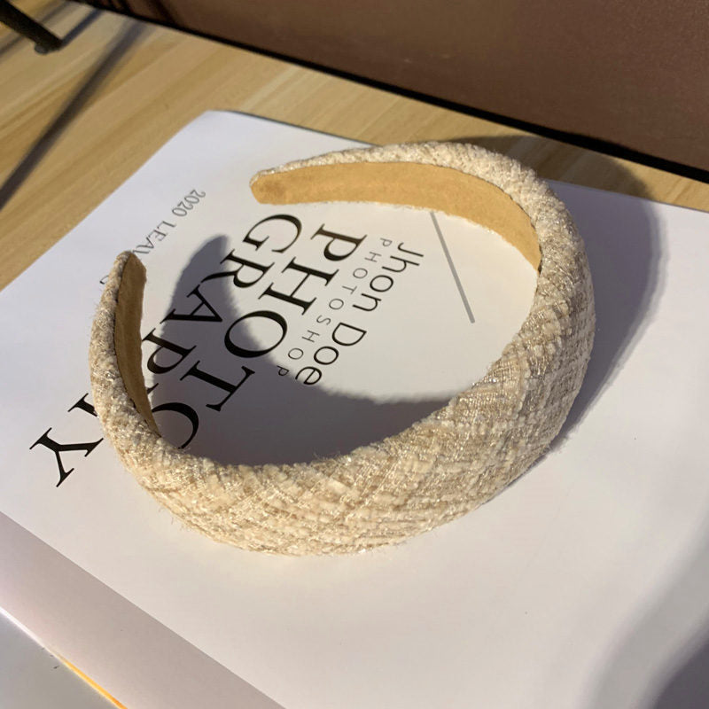 Wholesale Plush Plaid Knitted Vintage Sponge Fabric Headband