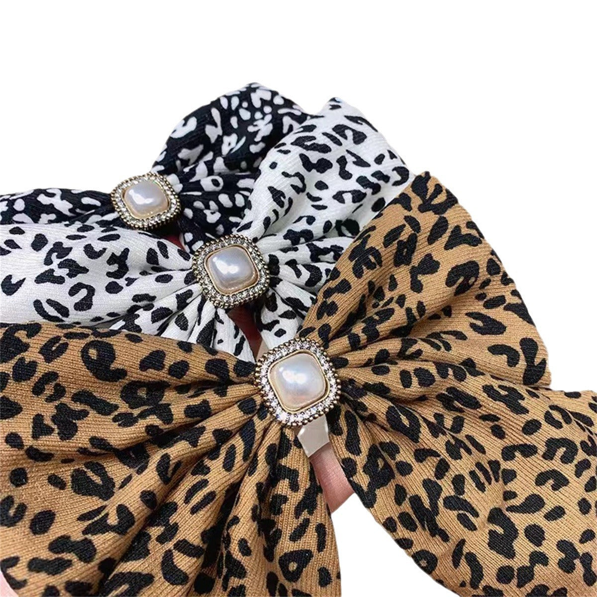 Wholesale leopard print fabric bow bohemian hairpin