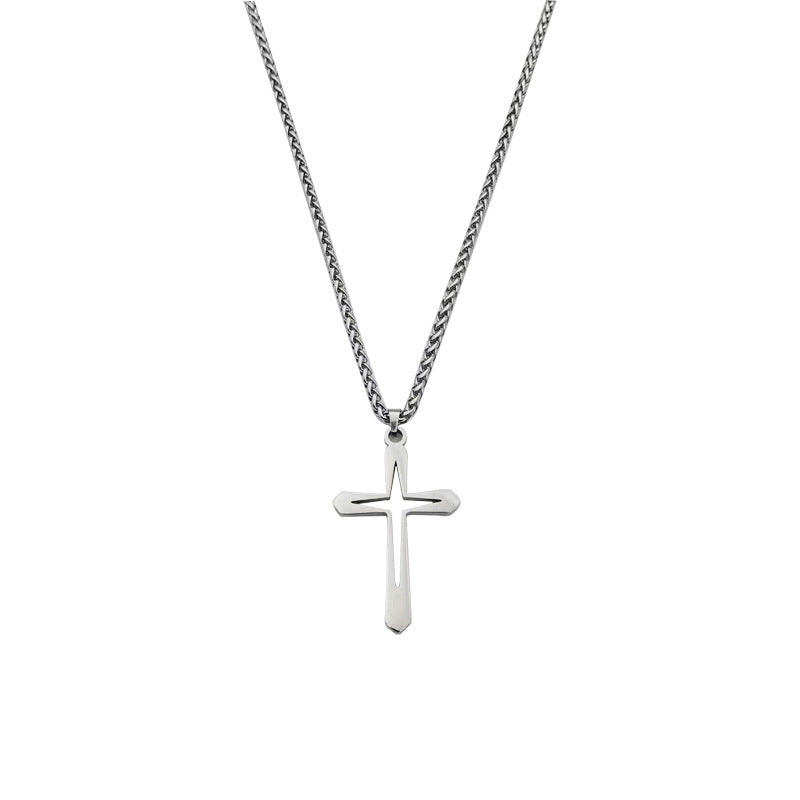 Wholesale titanium steel cross stainless steel sweater necklace women's non-fading accessories