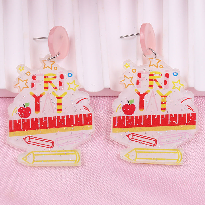Wholesale Teachers Day Acrylic Earrings