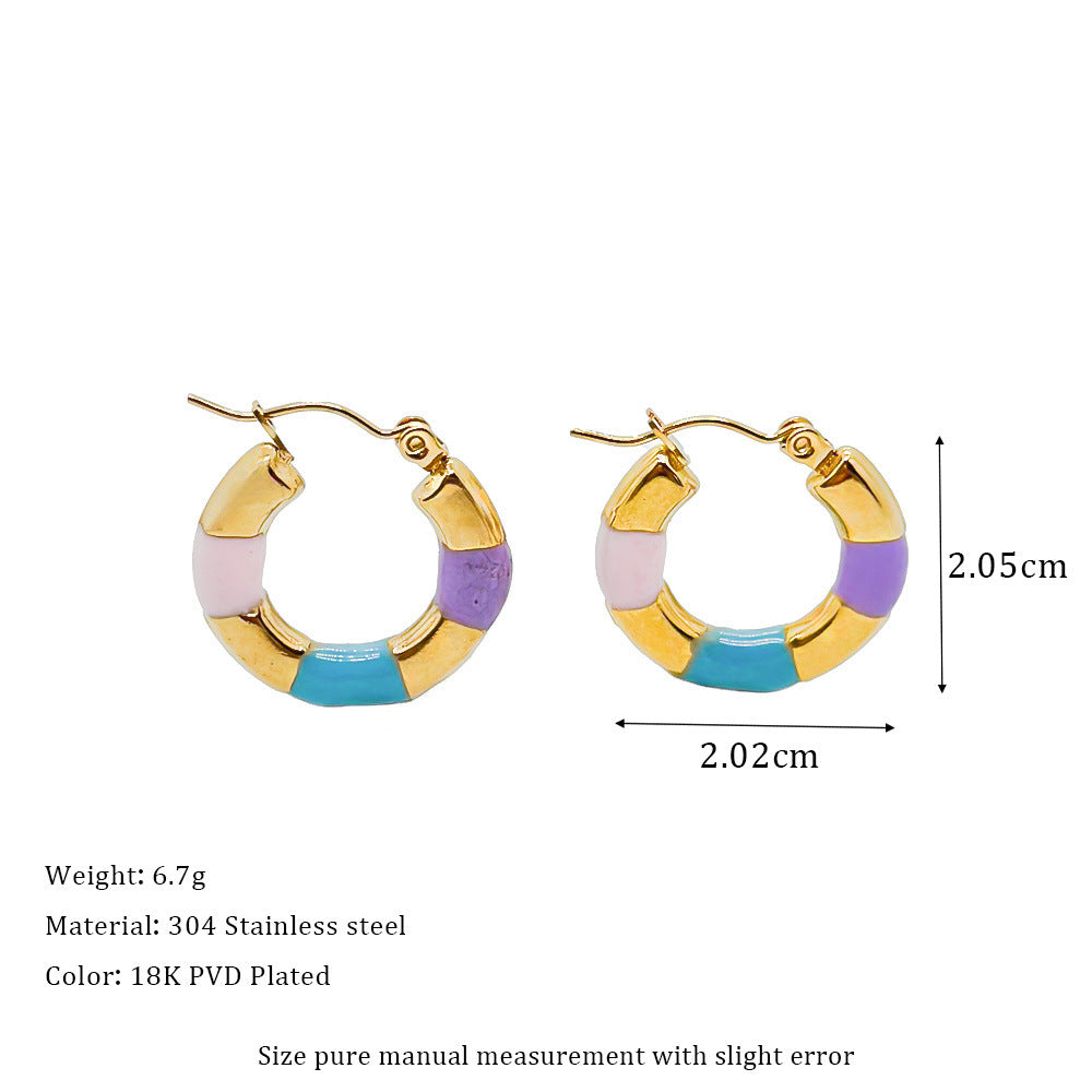 Wholesale titanium steel color earrings niche  dopamine earrings