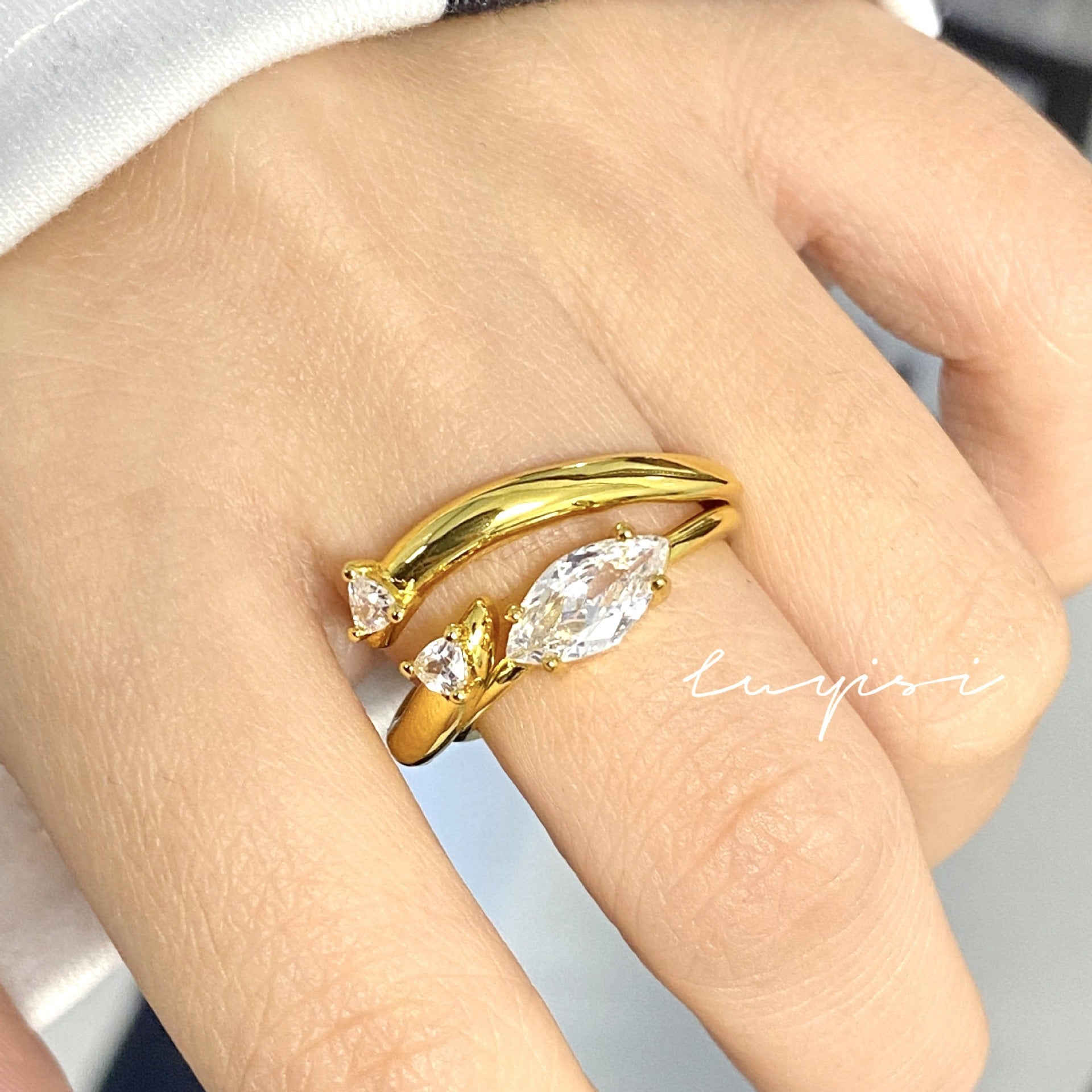 Wholesale Minimalist plain ring horse eye zircon ring