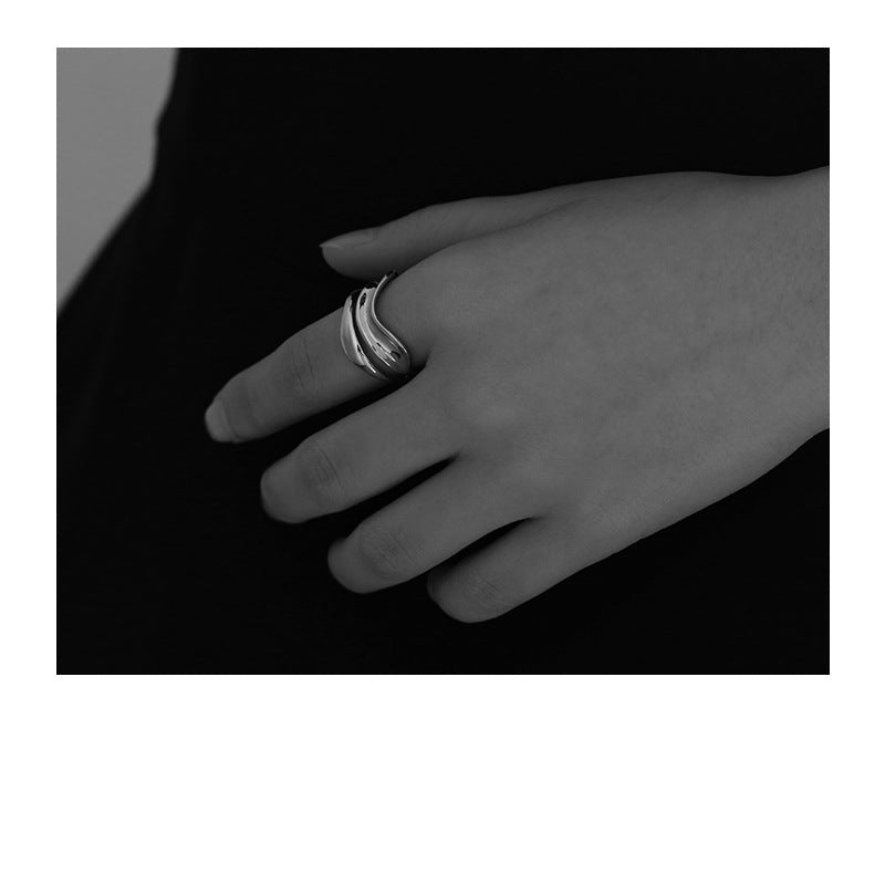 Wholesale metal silver irregular hollow wave pattern open ring