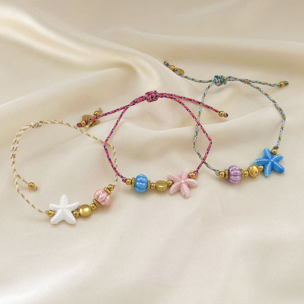 Wholesale  Ocean Starfish Ceramic  Bohemian Adjustable Titanium Steel Bracelet