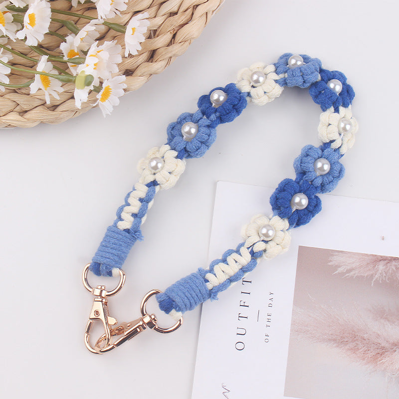 Wholesale Creative hand-woven daisy pearl water cup cup sleeve cup rope