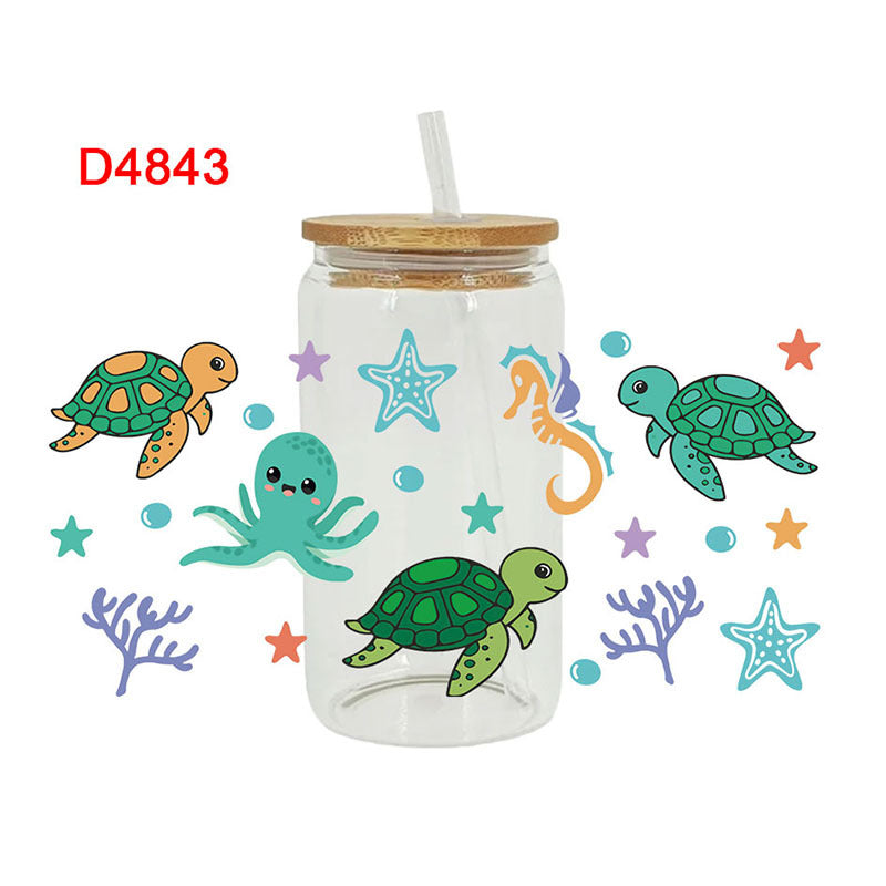 Wholesale Blue Ocean Series  16oz Cup UV DTF Wraps