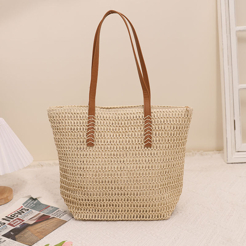 Wholesale Single Shoulder High-capacity Beach Grass Woven Bags
