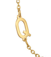 Wholesale 26 Alphabet Gold Up and Down Hole Stainless Steel Necklace