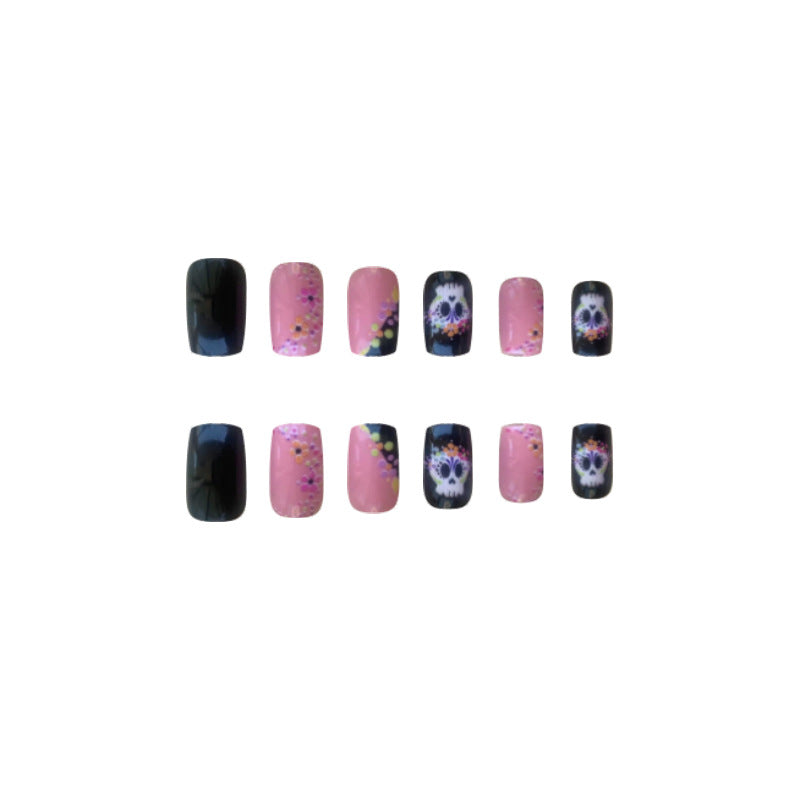 Wholesale Cute Skull Short Color Flower Polka Dot Nail Stickers