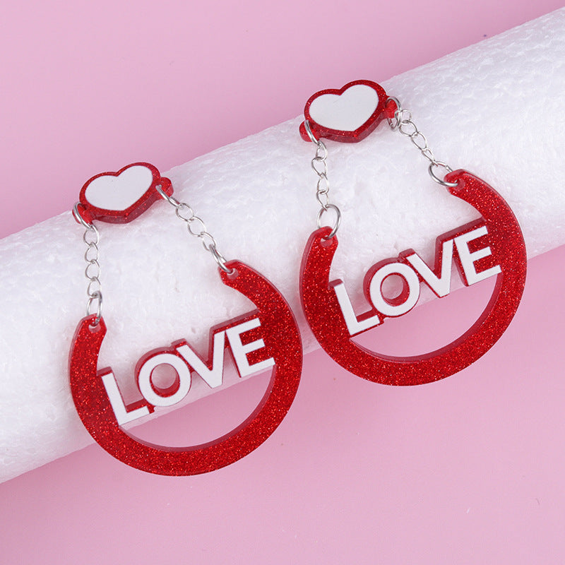 Wholesale Valentine' s Day love Acrylic Earrings