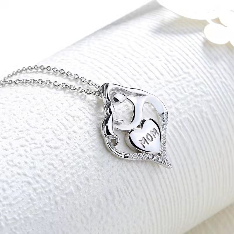 Wholesale Mother-Child Pendant Mother' s Day Gift Heart-Shaped Necklace