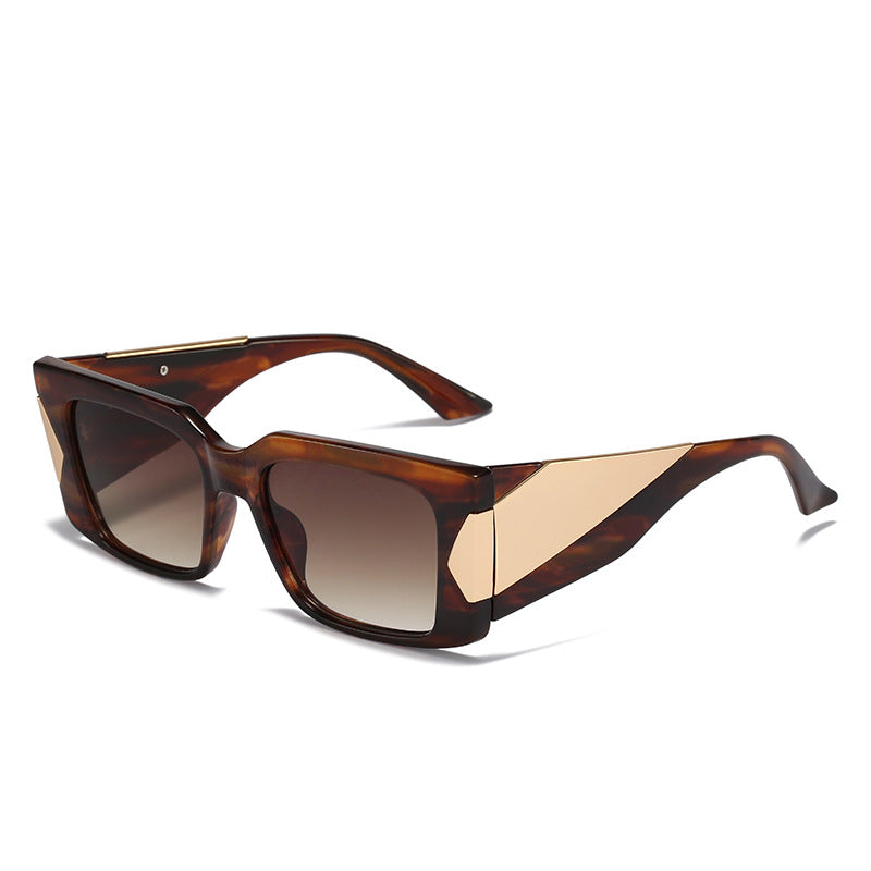 Wholesale Square Frame Personalized Wide-leg Metal Sunglasses