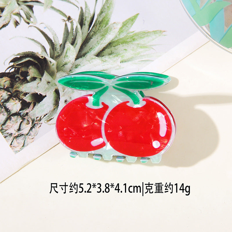 Wholesale PVC Korean Style Fruit Hair Clips Cute Lemon Strawberry Claw Clip For Everyday Styling Gift