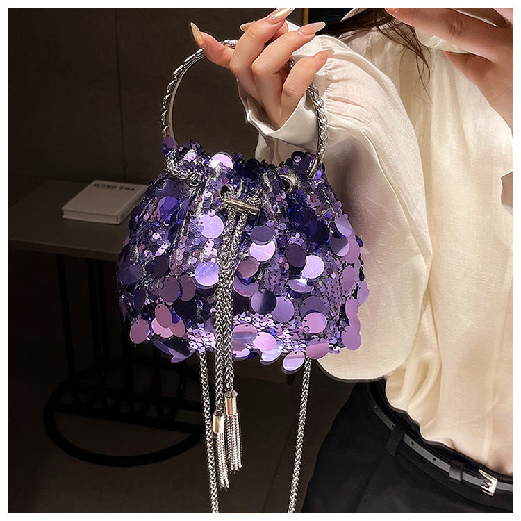 Wholesale Metal Tassel Sequin Dinner Bags, Portable Crossbody Bags