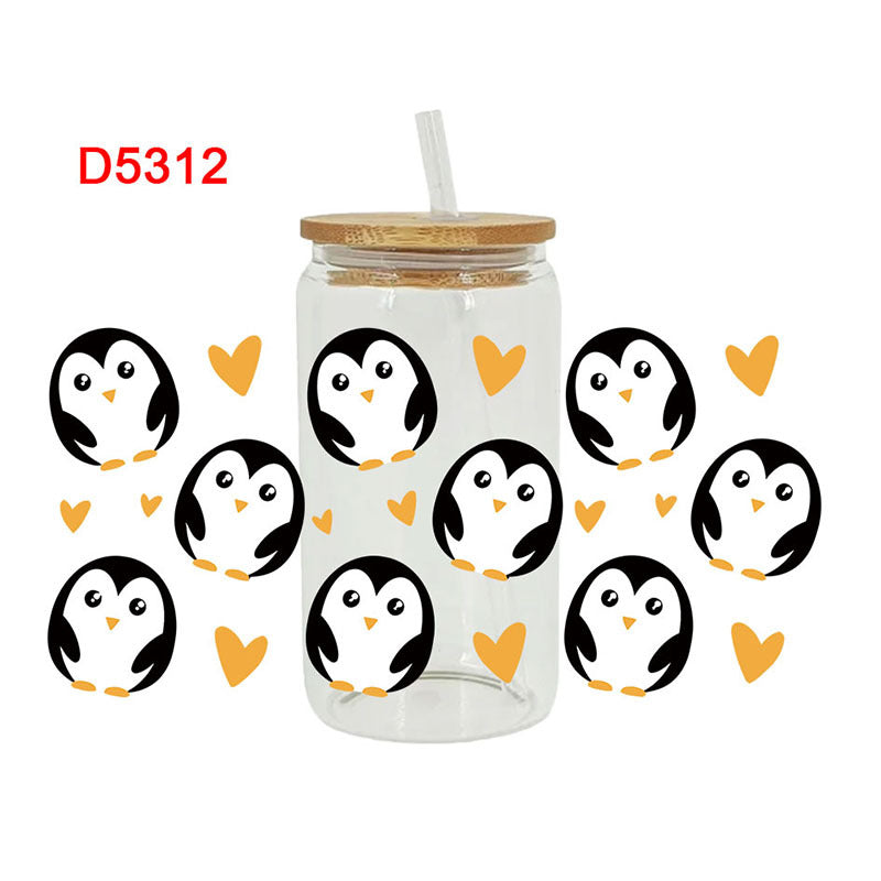 Wholesale Colorful cute marine cartoon animals 16oz Cup UV DTF Wraps