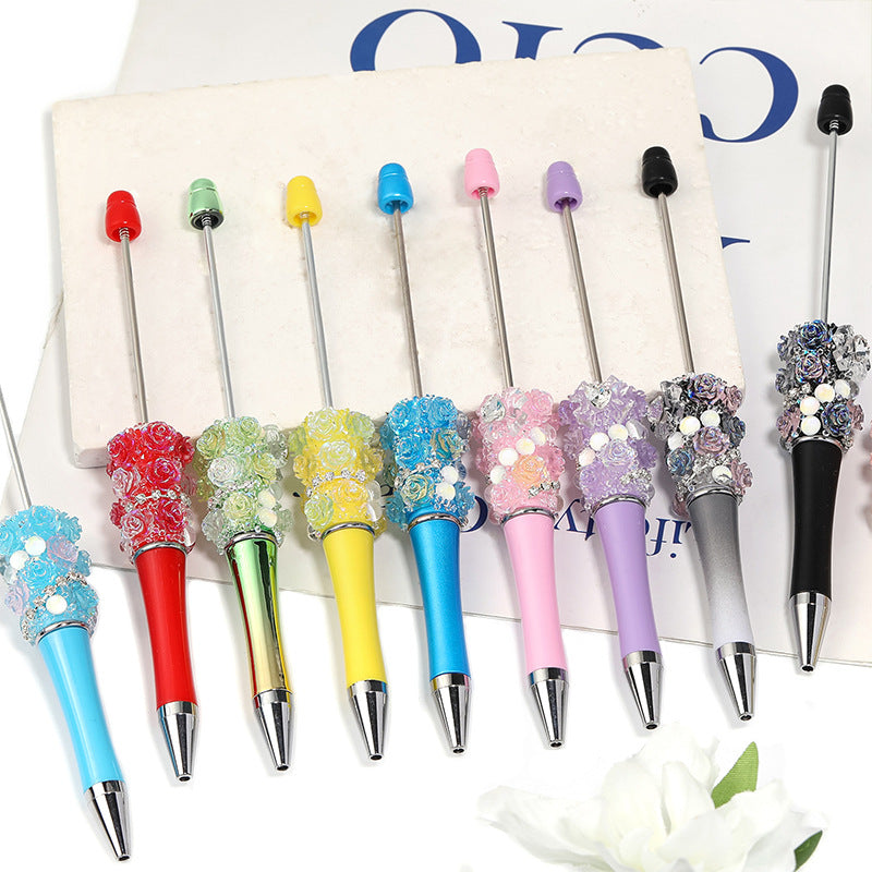 Wholesale 5pcs Heavy Industries DIY Mermaid Beads Rose Piercing Beads Love Bow Spinning Beads Ballpoint Pen