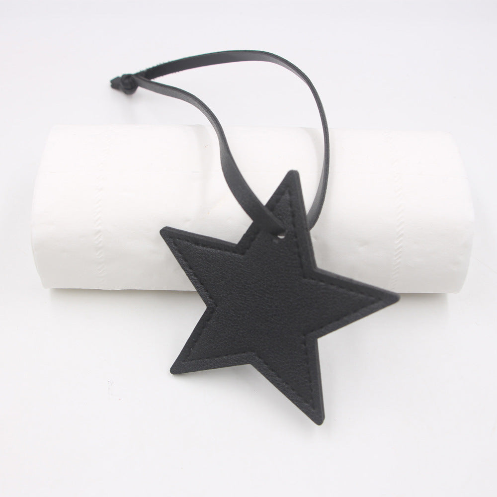 Wholesale Black PU Leather Star Bag Charm Five Point Star Pendant Lanyard Everyday Decorative Accessory For Handbags Boutique Resale