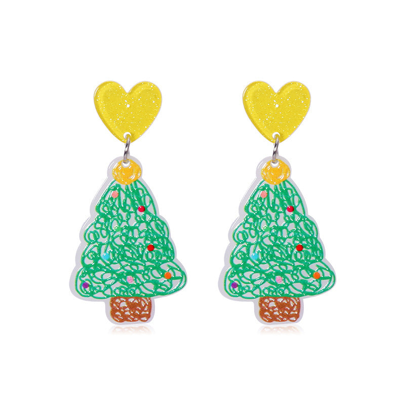 Wholesale Acrylic Christmas Earrings Festive Snowflake Snowman Wreath Design Trendy Jewelry Accessory Gift