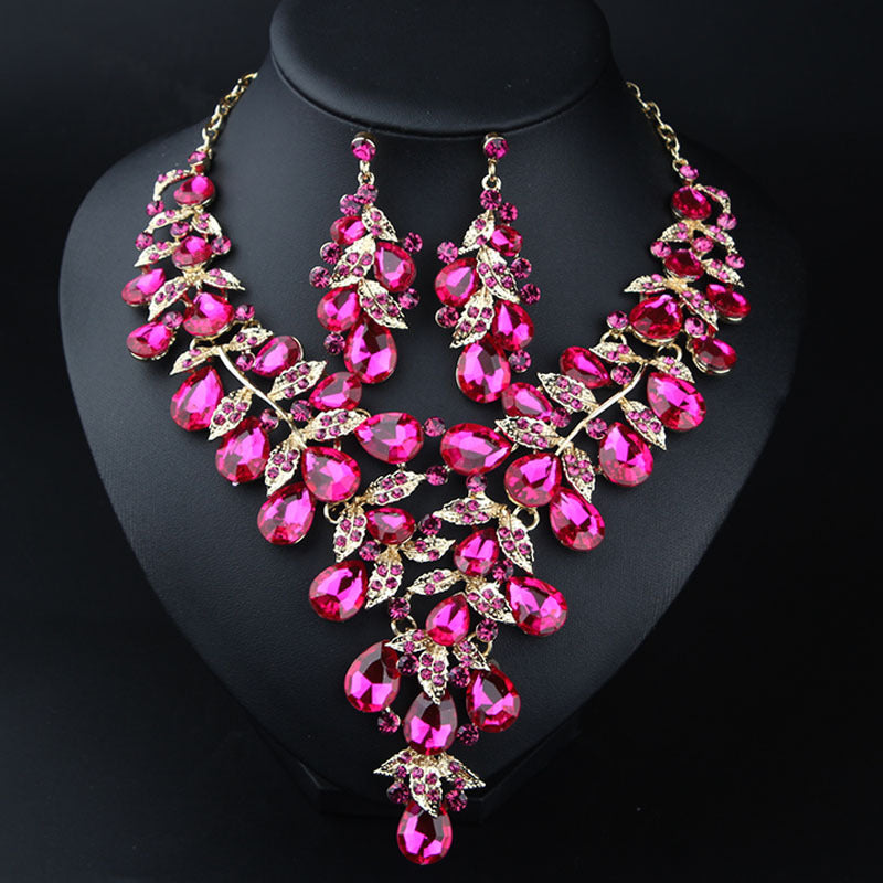 Wholesale Women's Evening Dress Accessories Large Waterdrop Necklace Earrings Set