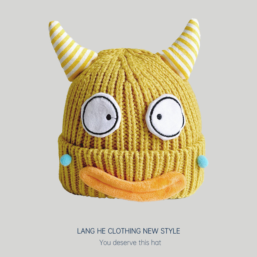 Wholesale 2023 Halloween Autumn and Winter Horns Funny Parent-child Knitted Wool Hat