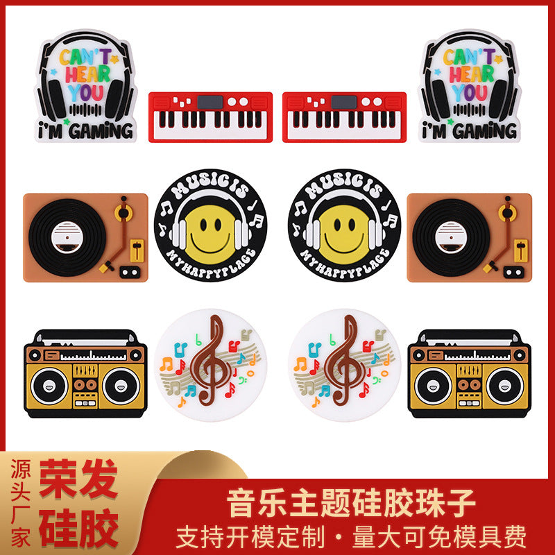 20pcs/pack Music Series Silicone Beads Loose Beads DIY Jewelry