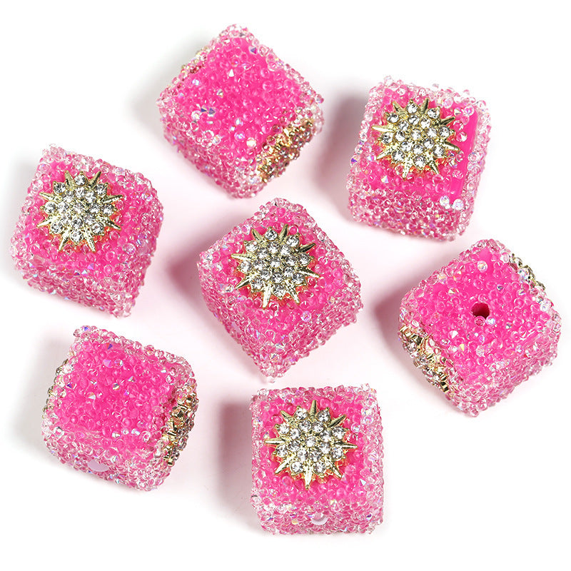 Wholesale  5pcs Colorful soft candy double-sided heart bow Acrylic Beads