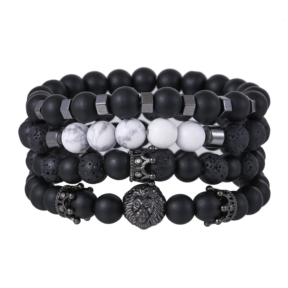 Wholesale black frosted wear copper with zirconium diamond ball flying saucer long bracelet set