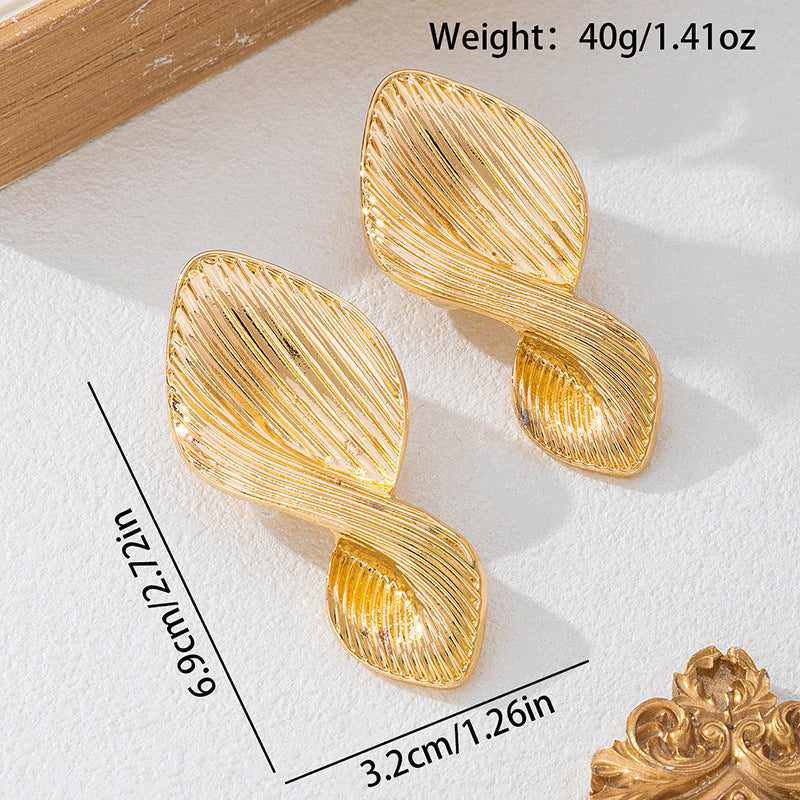 Wholesale Geometric Irregular Alloy Earring Set Trendy Electroplated Jewelry Accessory For Everyday Wear