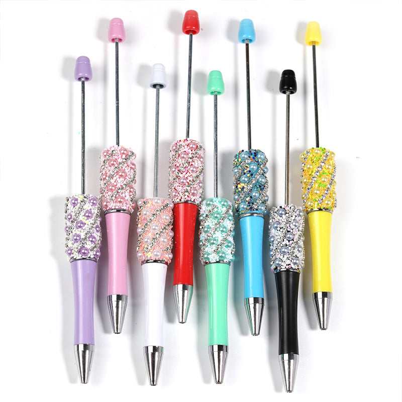 Wholesale 5pcs Beadable Pens Creative Diy Heavy Snowflake Pearl Rhinestone Chain Multicolor