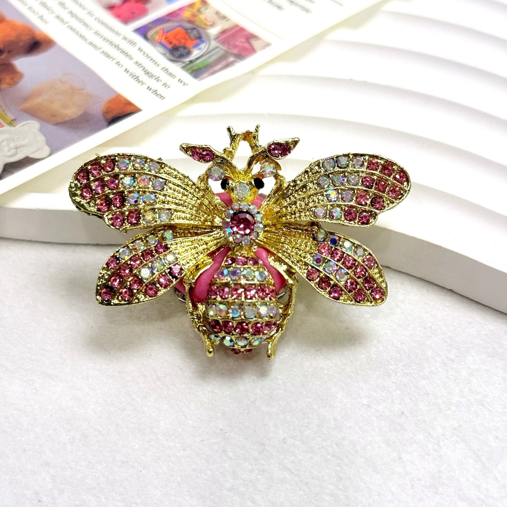 Wholesale Bee inlaid diamond straight hole beads accessory