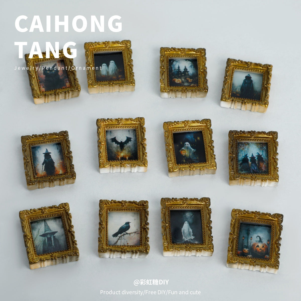 Wholesale Mini Resin Golden Ghost Photo Frame Art Decoration DIY Refrigerator Magnets