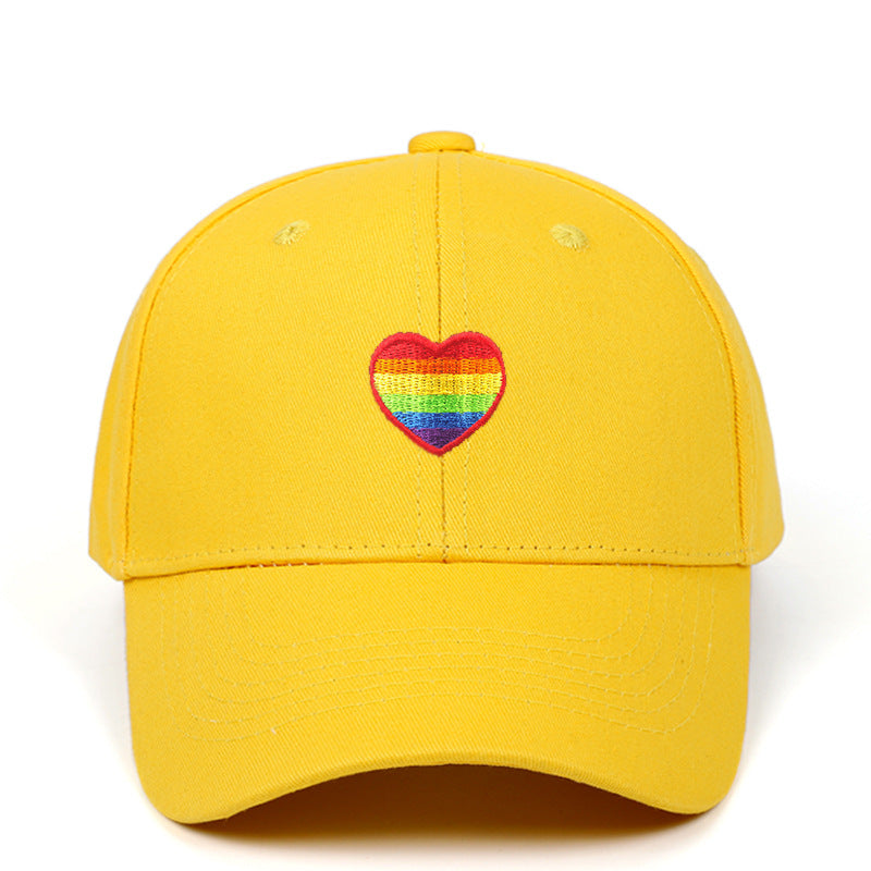 Wholesale Cotton LGBT Rainbow Heart Embroidery Baseball Cap