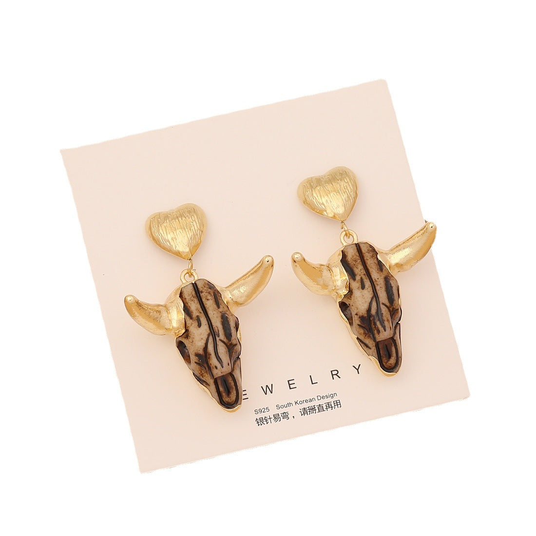 Wholesale Vintage Bull Head Temperament Stainless Steel Earrings