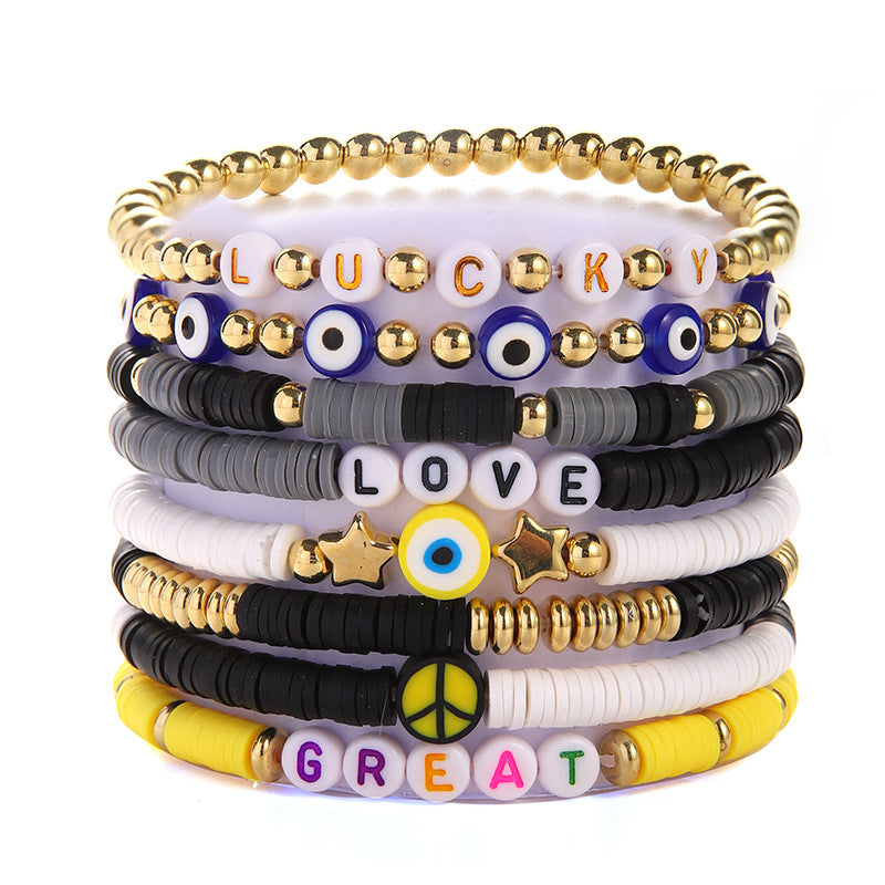 Wholesale Pink Rainbow Flower Sweet Valentine's Day Multi-strap Bracelet