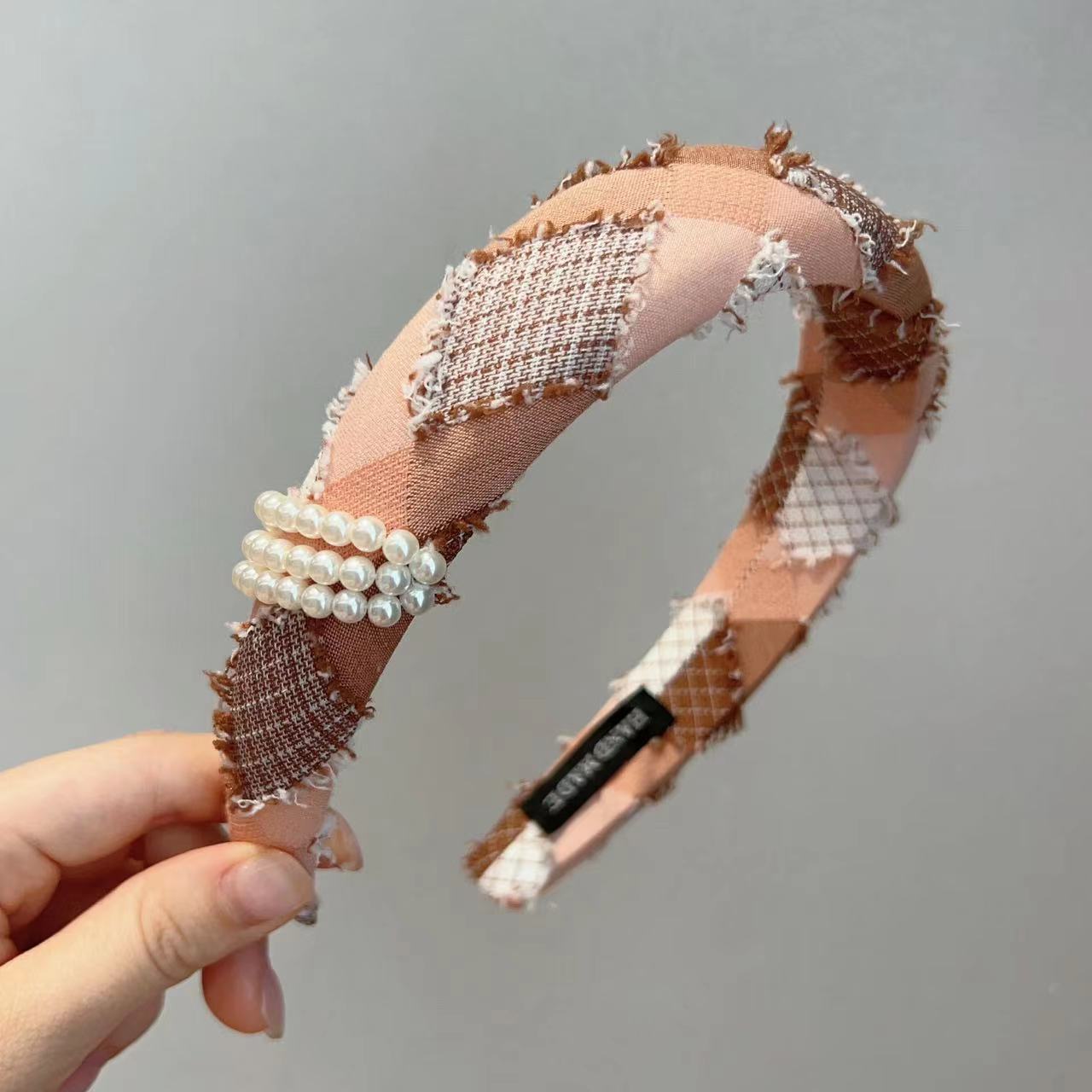 Wholesale Simple retro pearl denim forest style elegant outing hair pressing headband hairpin for women