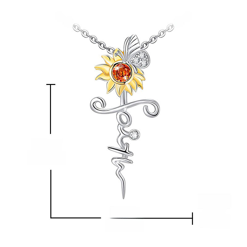 Wholesale Cross sunflower clavicle chain