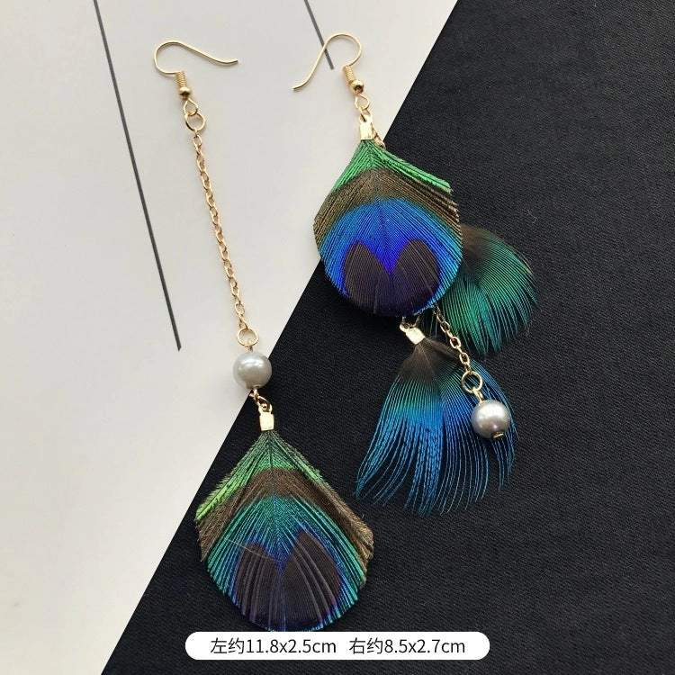 Wholesale Peacock Feather Tassel Bohemian Earrings