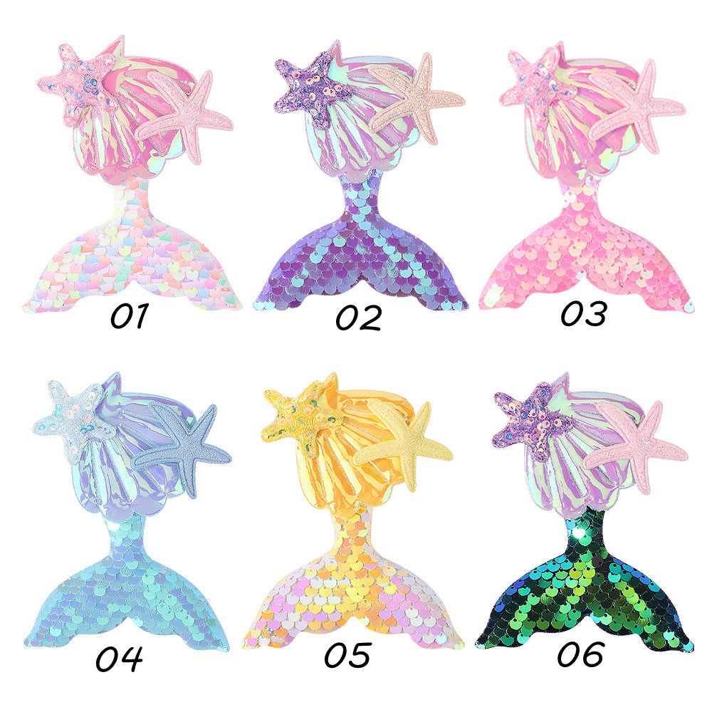 Wholesale Cartoon Mermaid Sequin Cloth Hair Clips