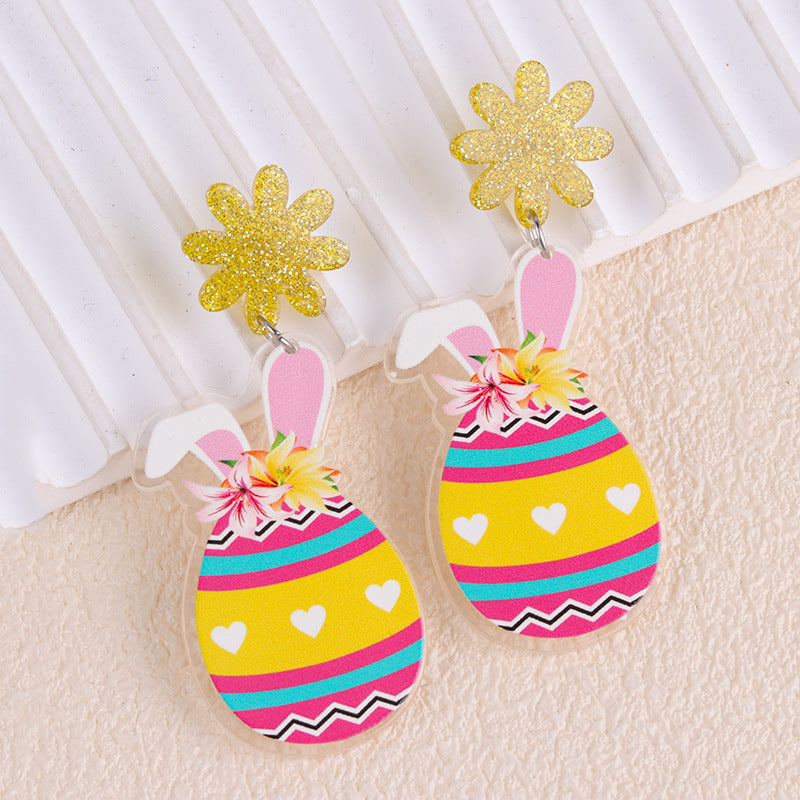 Wholesale Easter Rabbit Radish Chicken Acrylic Printed Earrings