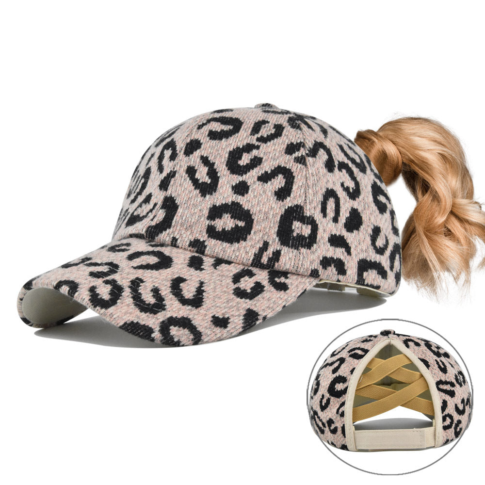 Sombrero de cola de caballo de leopardo de algodón al por mayor