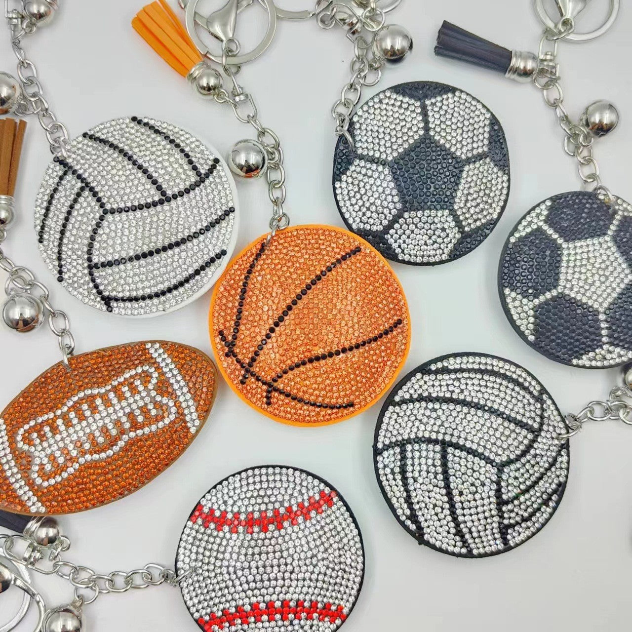 Wholesale 5pcs creative football basketball volleyball baseball keychain