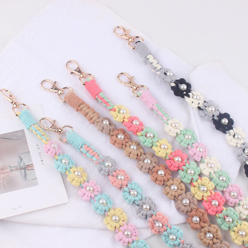 Wholesale Creative hand-woven daisy pearl water cup cup sleeve cup rope