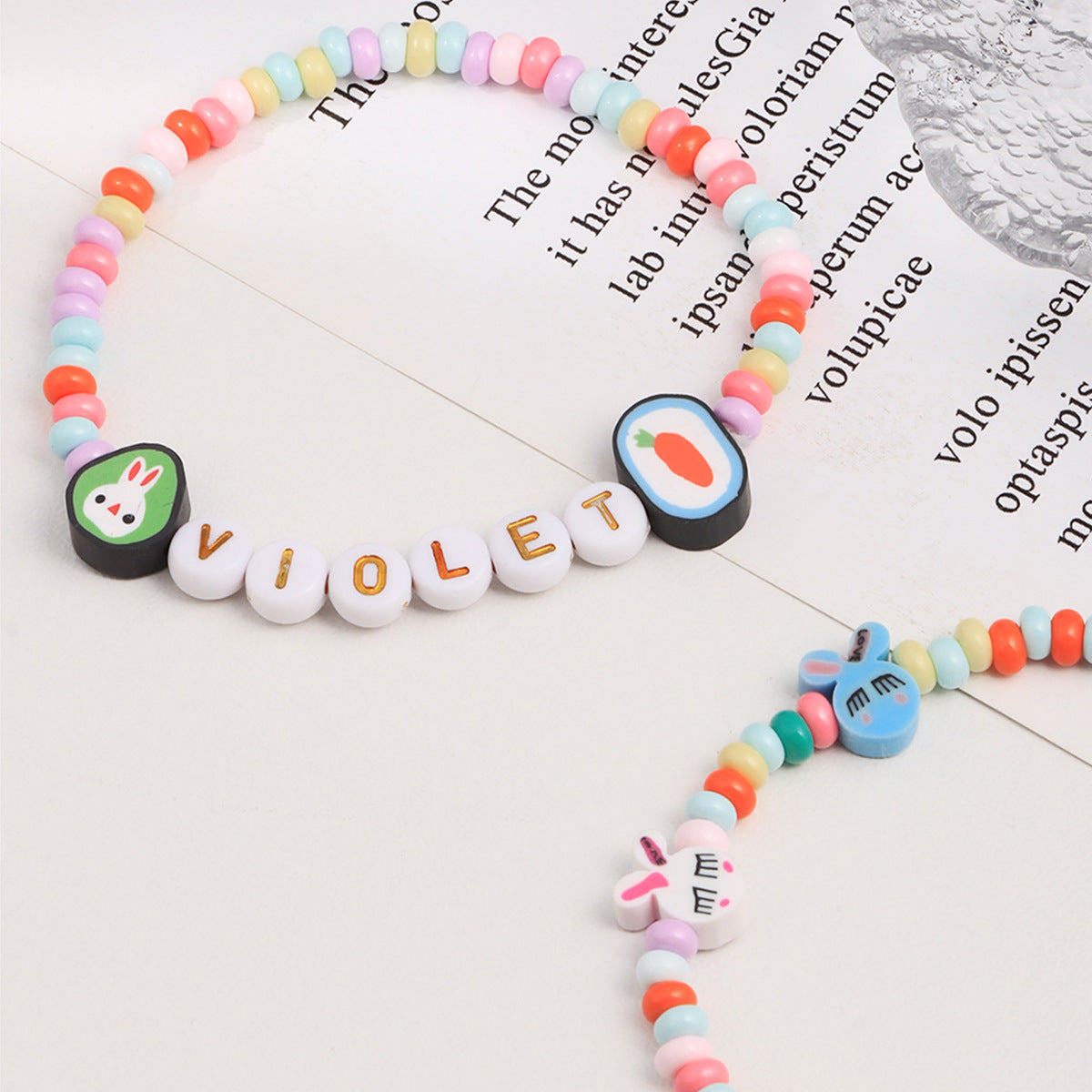 Wholesale  Easter Soft Clay Rabbit Flower  Acrylic Set Bracelet