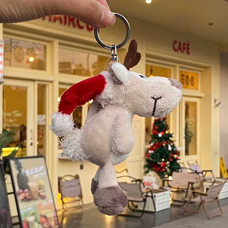 Wholesale Red Hat Christmas Elk Plush Toy Keychain