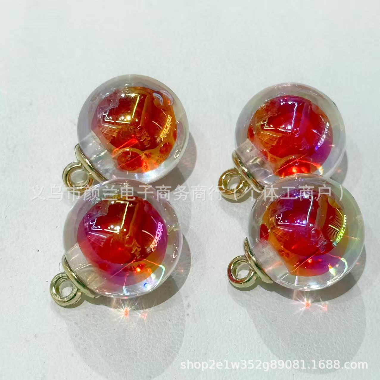 Wholesale 200pcs Colored plated hanging hole acrylic round beads